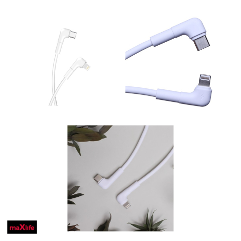 Cablu de date Maxlife MXUC-09 angle, USB-C - Lightning, 1 m, 27W, alb [3]