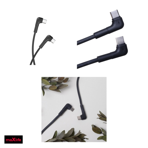 Cablu de date Maxlife MXUC-09 angle, USB-C - USB-C, 1 m, 60W, negru [3]