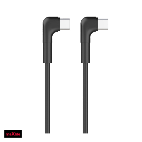 Cabluri de date telefoane - Cablu de date Maxlife MXUC-09 angle, USB-C - USB-C, 1 m, 60W, negru