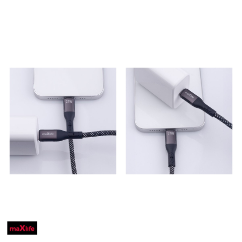 Cablu de date Maxlife MXUC-11, USB-C - Lightning, 1 m, 27W, negru [4]