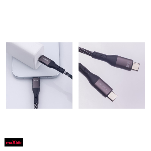 Cablu de date Maxlife MXUC-11, USB-C - USB-C, 1 m, 100W, negru [4]