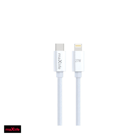 Cabluri de date telefoane - Cablu de date Maxlife MXUC-12, USB-C - Lightning, 1 m, 27W, alb