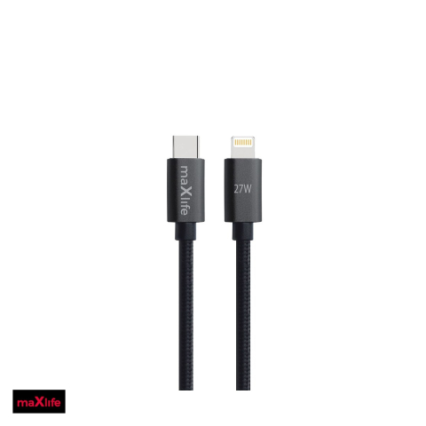 Cabluri de date telefoane - Cablu de date Maxlife MXUC-12, USB-C - Lightning, 2 m, 27W, negru