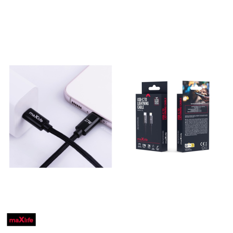 Cablu de date Maxlife MXUC-12, USB-C - Lightning, 2 m, 27W, negru [3]