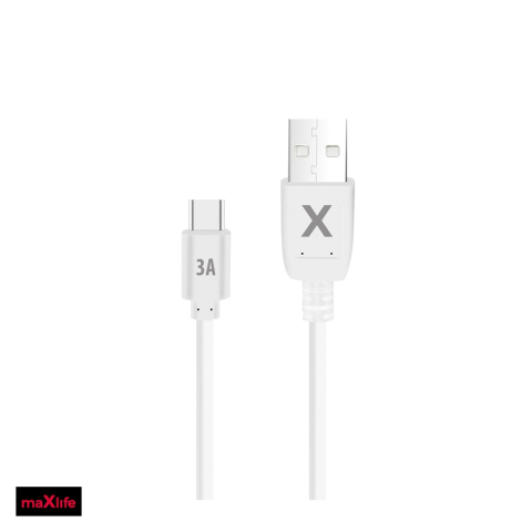 Cabluri de date telefoane - Cablu de date Maxlife, USB-A - USB-C, 0,5 m, 3A, alb