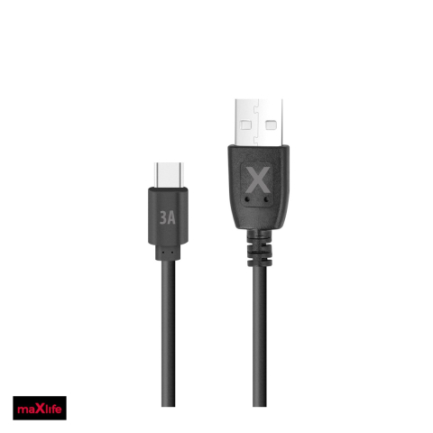 Cabluri de date telefoane - Cablu de date Maxlife, USB-A - USB-C, 2 m, 3A, negru
