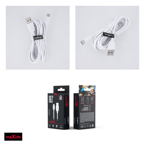 Cablu de date Maxlife, USB-A - USB-C, 3 m, 2A, alb [3]