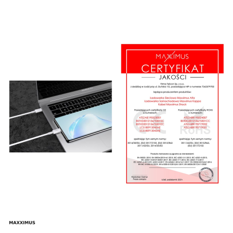 Cablu de date Maxximus MX Shock, USB-C - USB-C, 1 m, 20W, alb [4]