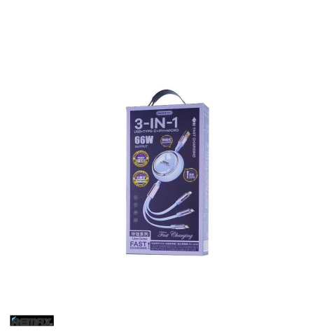 Cablu de date Remax Linon RC-C029, 3 in 1, USB-C - Lightning, 1,2 m, 66W, mov [4]