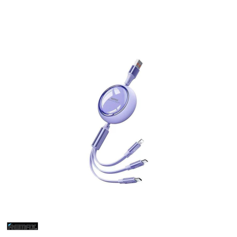Cabluri de date telefoane - Cablu de date Remax Linon RC-C029, 3 in 1, USB-C - Lightning, 1,2 m, 66W, mov