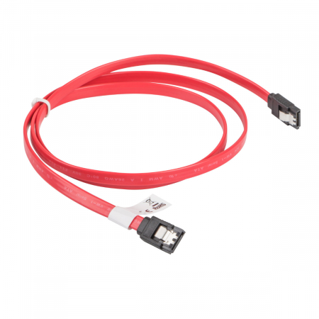 Alimentare PC - Cablu de date SATA III mama la SATA III mama, Lanberg 41311, 6 Gb/s, 100 cm, cu cleme de blocare, rosu
