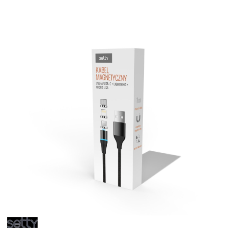 Cablu de date Setty KBM-01, 3 in 1, USB-A - Lightning, 1 m, 2,5A, negru [3]