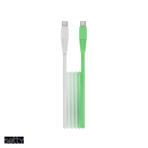 Cabluri de date telefoane - Cablu de date Setty KGC-C-1.5320, USB-C - USB-C, 1,5 m, 3A, verde menta-alb degrade