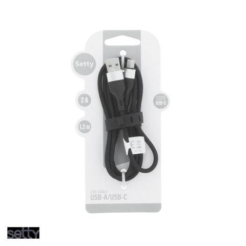 Accesorii IT - Cablu de date Setty KNA-C-1.221, USB-A - USB-C, 1,2 m, 2A, negru