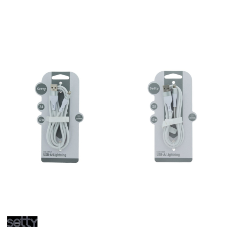 Cablu de date Setty KNA-L-1.220, USB-A - Lightning, 1,2 m, 2A, alb [3]