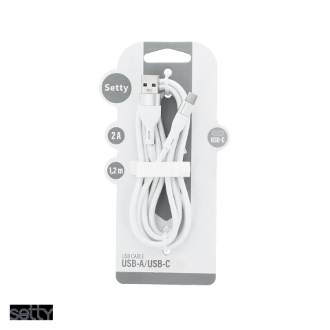 Accesorii IT - Cablu de date Setty KSA-C-1.220, USB-A - USB-C, 1,2 m, 2A, alb
