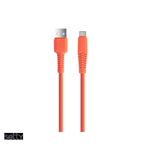 Cabluri de date telefoane - Cablu de date Setty KSA-C-1.5210, USB-A - USB-C, 1,5 m, 2,1A, portocaliu