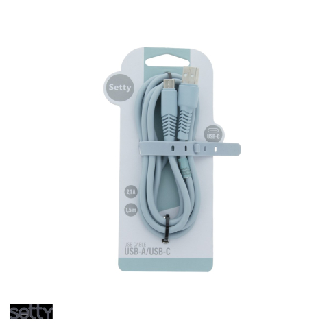 Cablu de date Setty KSA-C-1.523, USB-A - USB-C, 1,5 m, 2,1A, albastru [3]
