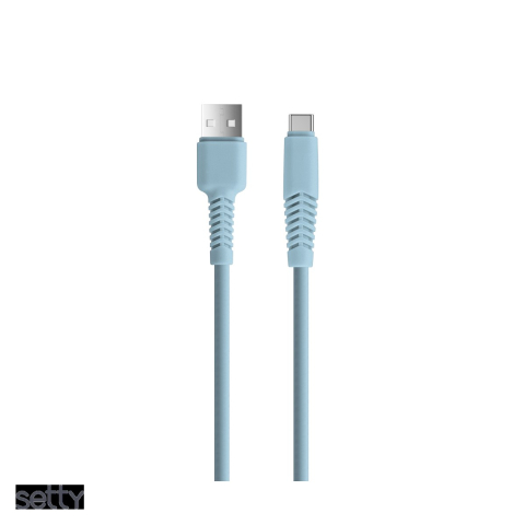 Cabluri de date telefoane - Cablu de date Setty KSA-C-1.523, USB-A - USB-C, 1,5 m, 2,1A, albastru