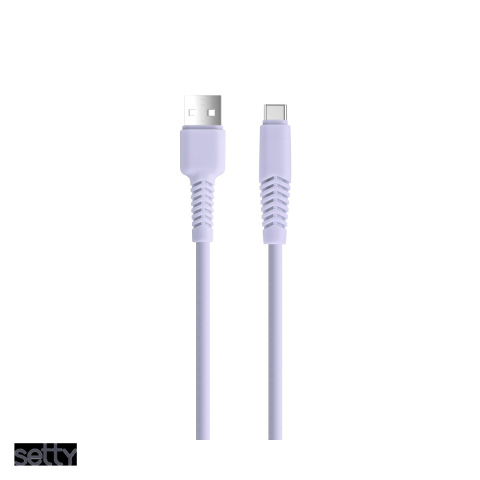 Cabluri de date telefoane - Cablu de date Setty KSA-C-1.529, USB-A - USB-C, 1,5 m, 2,1A, mov