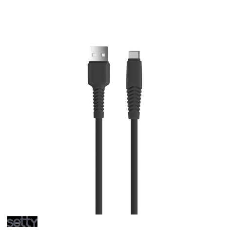 Accesorii IT - Cablu de date Setty KSA-C-321, USB-A - USB-C, 3 m, 2A, negru