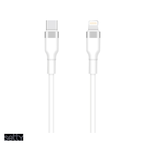 Accesorii IT - Cablu de date Setty KSC-L-130, USB-C - Lightning, 1 m, 3A, alb