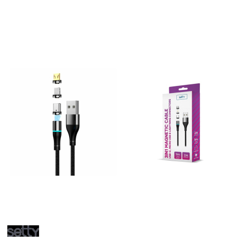 Cablu de date Setty, USB-A - Lightning, 1 m, 2A, negru [3]