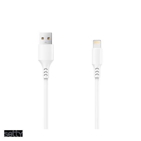 Cabluri de date telefoane - Cablu de date Setty, USB-A - Lightning, 3 m, 2A, alb