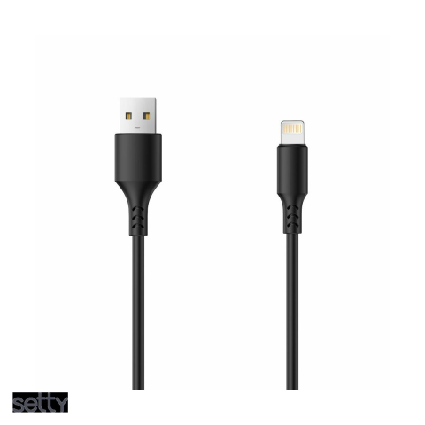 Cabluri de date telefoane - Cablu de date Setty, USB-A - Lightning, 3 m, 2A, negru