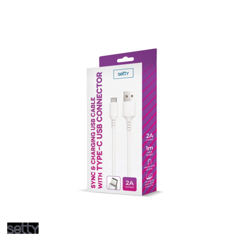 Cablu de date Setty, USB-A - USB-C, 1 m, 2A, alb [3]