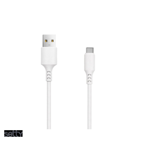 Cabluri de date telefoane - Cablu de date Setty, USB-A - USB-C, 1 m, 3A, alb