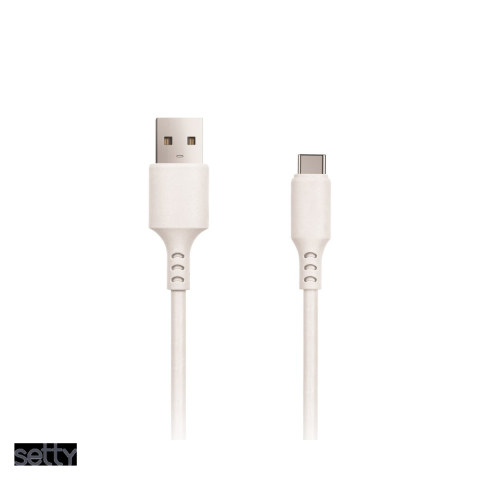 Cabluri de date telefoane - Cablu de date Setty, USB-A - USB-C, 3 m, 2A, alb