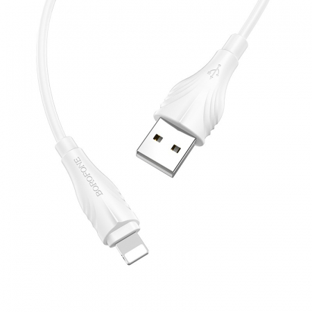 Cablu de date si alimentare, Borofone 70045 BX18, 2.4 A, conector USB Tip A tata la conector Tip Lightning, lungime 200 cm, alb [3]