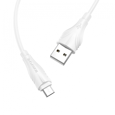 Cablu Date si Incarcare USB la MicroUSB Borofone Optimal BX18, 2 m, Alb [4]