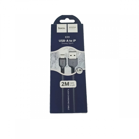 Cablu de date si alimentare, Hoco X20, 2.4 A, conector USB la compatibil tip lightning tata, lungime 200 cm, negru [2]