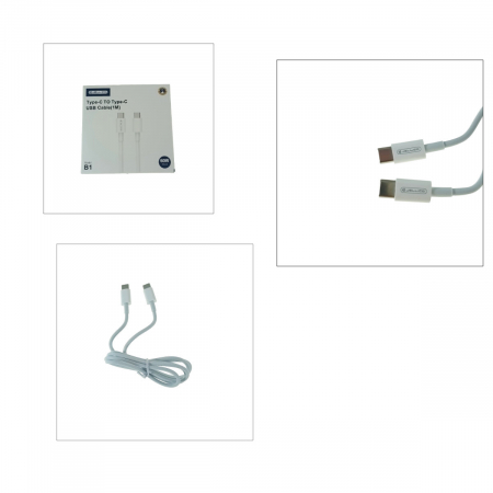 Cablu de date si alimentare premium, PD60W, conectori USB Tip C tata la USB Tip C tata, JELLICO B1, lungime 100 cm, Alb [4]
