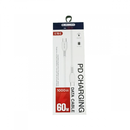 Cablu de date si alimentare premium, PD60W, conectori USB Tip C tata la USB Tip C tata, Jellico KDS-30, lungime 100 cm, Alb [2]