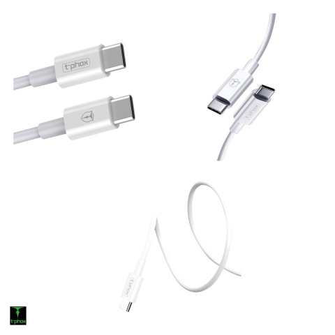 Cablu de date T-Phox Glary, USB-C - USB-C, 1 m, alb [3]
