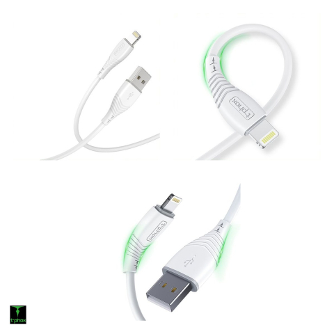 Cablu de date T-Phox Nature, USB-A - Lightning, 1,2 m, 3A, alb [3]