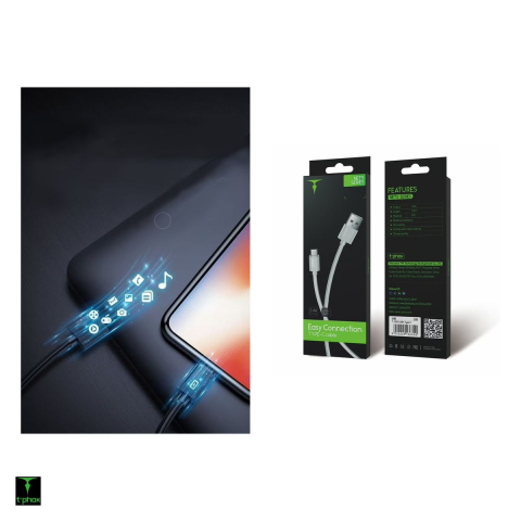 Cablu de date T-Phox Nets, USB-A - USB-C, 1,2 m, 3A, alb [4]