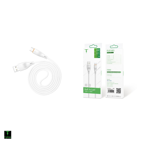 Cablu de date T-Phox X-lite, USB-A - USB-C, 1 m, 3A, alb [3]
