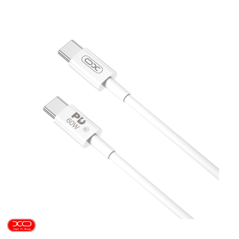 Cabluri de date telefoane - Cablu de date XO NB-Q190B, USB-C - USB-C, 2 m, 60W, alb