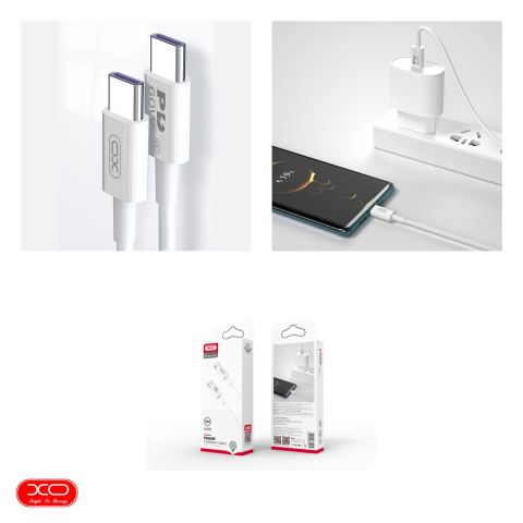 Cablu de date XO NB-Q190B, USB-C - USB-C, 2 m, 60W, alb [3]
