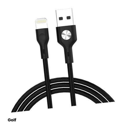 Conectica IT - Cablu de incarcare Golf Leather GC-60I, USB-A la Lightning (iPhone), 3 A, negru, cu manta cu aspect de piele