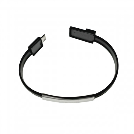 Cablu de incarcare si date USB 2.0 - microUSB,20 cm, tip bratara, negru [6]