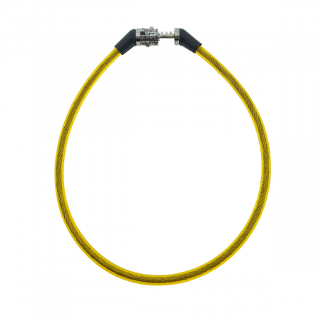 Antifurt bicicleta, de siguranta si protejare, lungime 60 cm, inchidere cu cifru, invelis flexibil din PVC siliconat galben [1]
