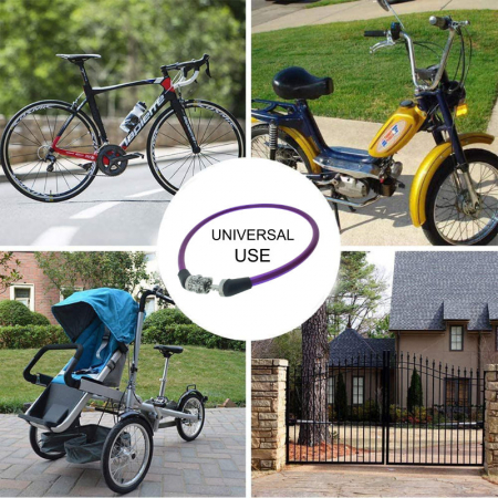 Antifurt bicicleta, de siguranta si protejare, lungime 60 cm, inchidere cu cifru, invelis flexibil din PVC siliconat mov [6]