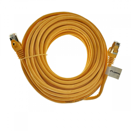 Cablu FTP tip patch - Cablu ecranat FTP, Lanberg 41926, cat.6, mufat 2xRJ45, lungime 10m, AWG 26, 250 MHz, de legatura retea, ethernet, galben