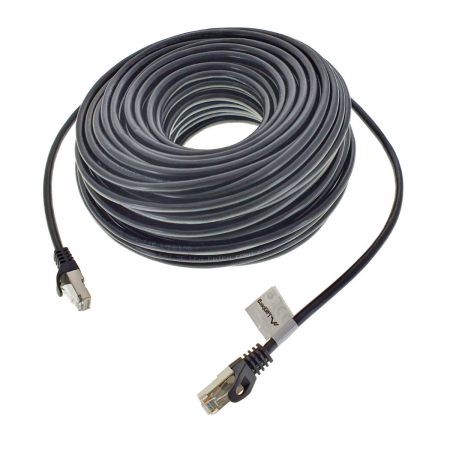 Cablu FTP tip patch - Cablu ecranat FTP, Lanberg 42793, cat.5e, mufat 2xRJ45, lungime 30m, AWG 26, 100 MHz, de legatura retea, ethernet, negru