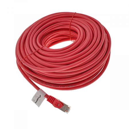Cablu FTP tip patch - Cablu ecranat FTP, Lanberg 42802, cat 6, mufat 2xRJ45, lungime 30m, AWG 26, 250 MHz, de legatura retea, ethernet, rosu